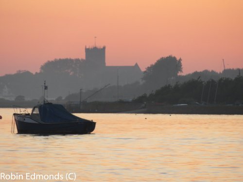 Towards Christchurch Priory from Mudeford Quay