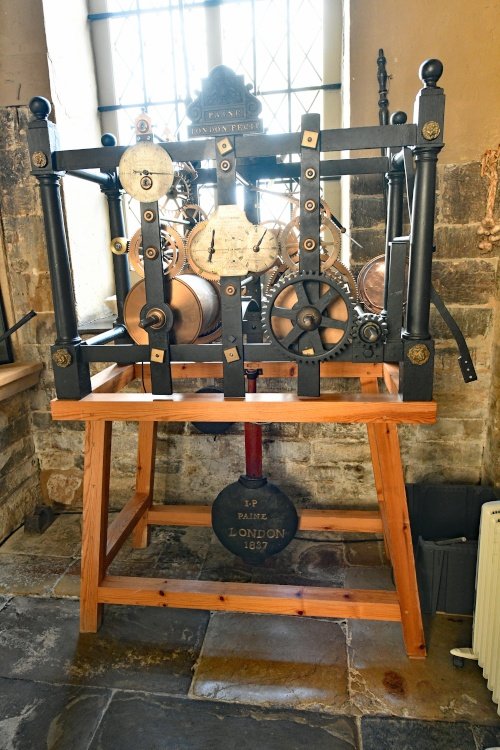Canons Ashby House Interior, clock mechanism from local church