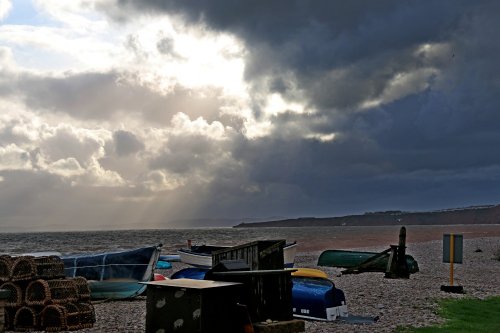 Budleigh Salterton with dark clouds