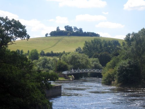 The River Thames at Little Wittenham with Little Wittenham Bridge and Wittenham Clumps in the background