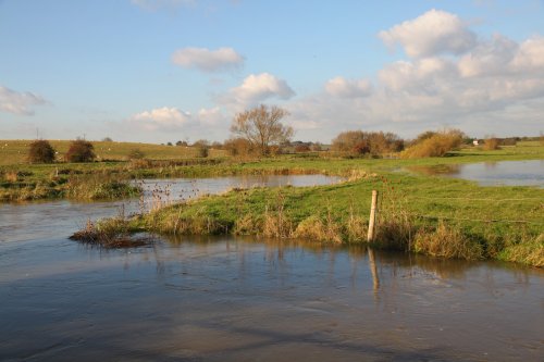 The River Cherwell in flood near Somerton