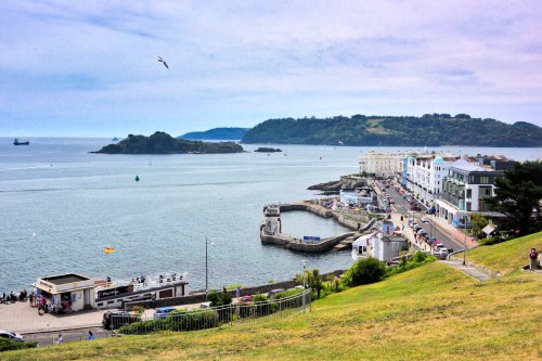 Tinside Pool & Grand Parade, with Drake's Island in the Middle of Plymouth Sound, Viewed from The Hoe