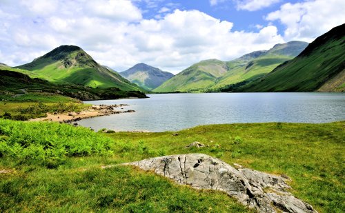 Wast Water View North to Yewbarrow, Great Gable and Scafell in the Lake District