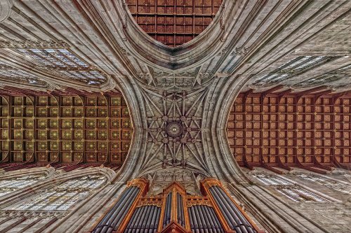 Great Malvern Priory: the transept ceiling