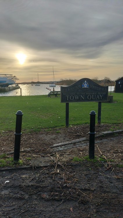 Sun coming up over Christchurch harbour