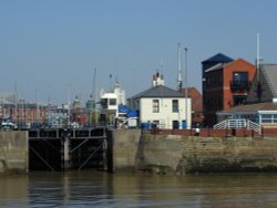 Looking across Humber Dock Basin at the enterence to the Hull Marina Wallpaper