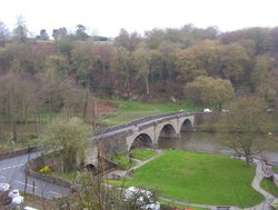 Dinham Bridge, the River Teme and Whitcliffe Hill from Ludlow Castle Walk Wallpaper