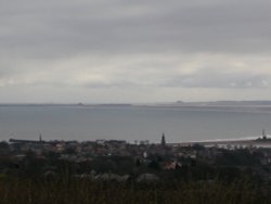 Berwick from halidon hill, Holy island and Bamburgh castle in background