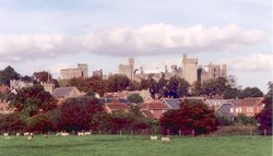 Arundel Castle from the valley below. Wallpaper