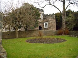 Skipton Castle viewed from the churchy ard Wallpaper