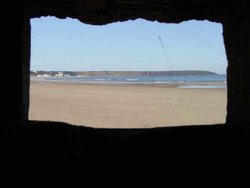 Filey and Carr Naze from inside the concrete bunker, near the old Butlin's holiday camp Wallpaper