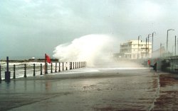 Waves crashing over the promenade at Morecambe,Lancashire Wallpaper