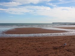 Paignton beach, Devon,  with Berry Head in the background Wallpaper