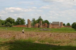 Ruins of the house. Wallpaper