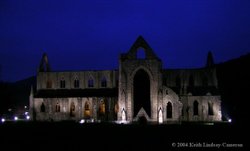 Floodlit Tintern Abbey . Wallpaper