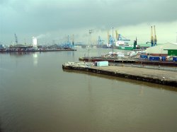 St George's Dock, Kingston upon Hull, viewed from the deck of the P&O ferry 'Pride of Bruges' Wallpaper