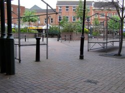 Market Place, Gainsborough. The stalls are set out ready for Market Day the next day Wallpaper