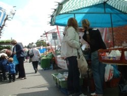 Friday market at Sandy, Bedfordshire Wallpaper