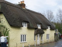 Thatched cottages at Godshill on the Isle of Wight Wallpaper