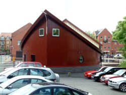 Scout hut, in the old port area, Chester, built to the shape of a ship. Wallpaper