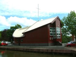 Scout hut,in the old port area ,Chester, Built to the of a ship Wallpaper