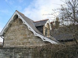 Chimneys and Roof Decorated Eaves Wallpaper