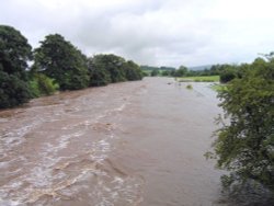 River Ribble in flood at West Bradford (July 2004), Lancashire Wallpaper