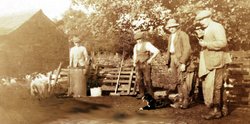 Sheep Dipping at Lowe Harrop Fold Farm (about 1930), Harrop Fold, Lancashire Wallpaper