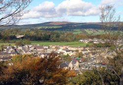 View towards 'Waddington Fell' from Clitheroe Castle, Lancashire Wallpaper