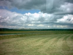 Part of the South Downs seen from a train leaving Littlehampton. Wallpaper