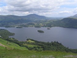 View of Keswick and Derwent Water from atop Cat Bells Wallpaper