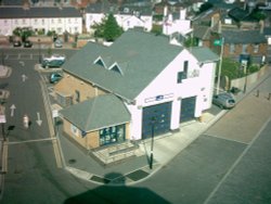 The RNLI lifeboat building seen from the top of the Look and sea centre tower. Wallpaper