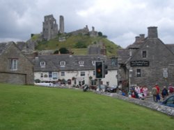 Corfe Castle and town Wallpaper