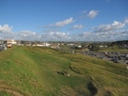 Above Summerleaze bay and carpark, looking back towards the town Wallpaper