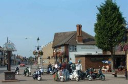 The Flintknappers pub on the market hill at Brandon, Suffolk Wallpaper