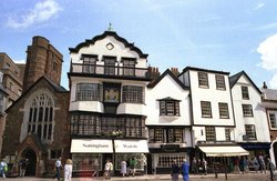 Mols Coffeehouse (1596) and St. Martins Church (1065) on the left.  Exeter, Sept., 1987. Wallpaper