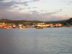 Oban, view of harbour by sunset Wallpaper