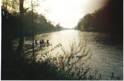 Rowers braving the Severn on a cold Worcester morning. Wallpaper