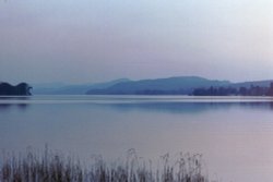 Lake Coniston at dusk, the Lake District. Wallpaper