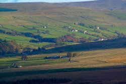 View over the valley to Garrigill, Cumbria. Wallpaper