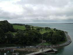 Caernarfon castle. A view from a tower early in September 2005 Wallpaper