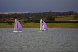Sailing Boats from the Sailing Club at Edith Weston, on the south coast of Rutland Water, Rutland