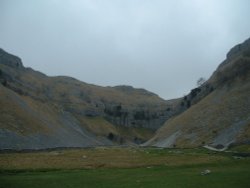 Approaching Gordale Scar, an ancient collapsed cave system near Malham, Yorkshire Dales. Wallpaper