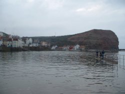 Staithes, North Yorkshire. Across the harbour, looking towards the Cowbar. Wallpaper