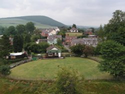 The bowling green, Clun Castle in South Shropshire Wallpaper