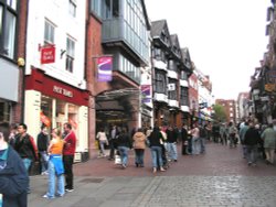 Pride Hill, the main shopping area of Shrewsbury. Wallpaper