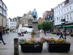 The Square in Shrewsbury with the Old Market hall at the back. Wallpaper