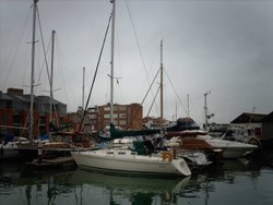 Yachts moored at Old Portsmouth docks. Wallpaper