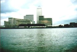 London, Docklands, from Thames - Sept 1996 Wallpaper