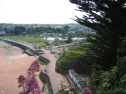 Goodrington North beach and Park, Devon from Roundham Gardens cliff walk. Wallpaper